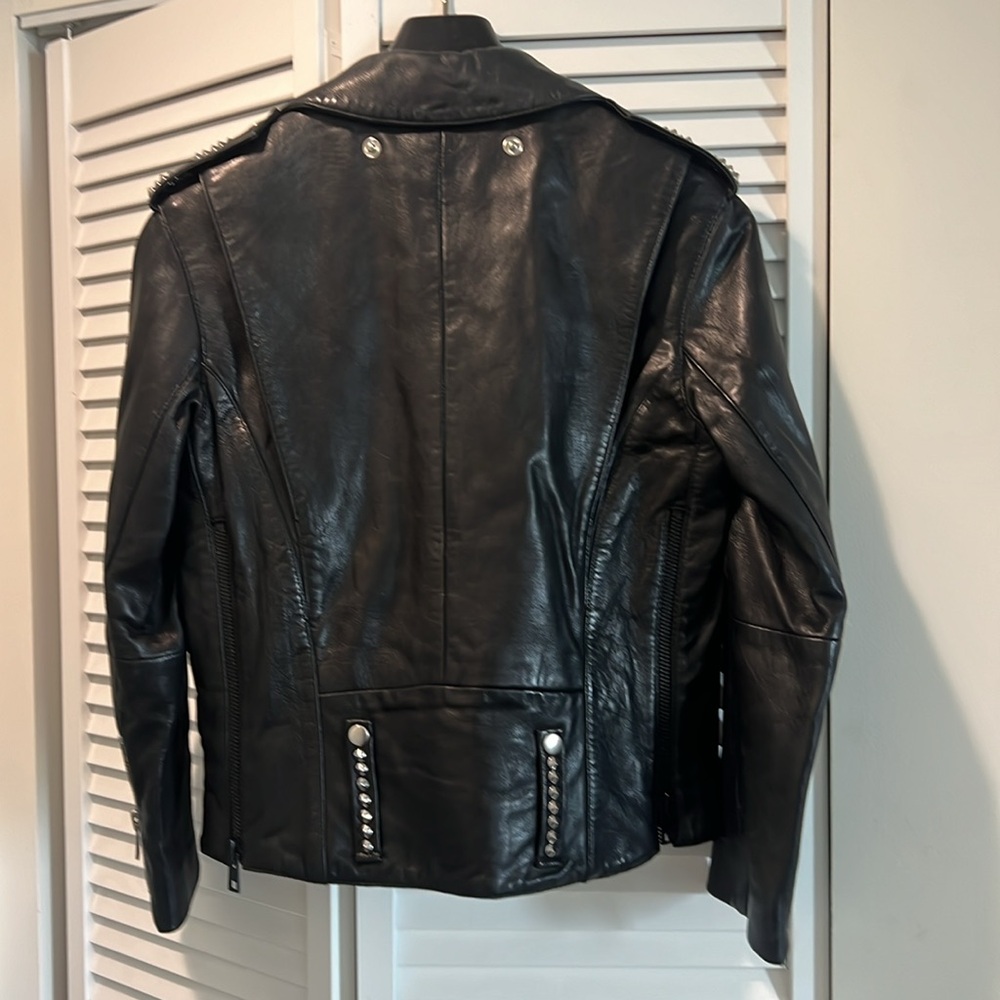 Zadig & Voltaire Studs Lambskin Black Leather Biker Jacket - Size M - Picture 4 of 9